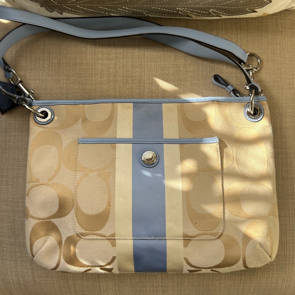Coach Beige and Blue COACH Crossbody Bag